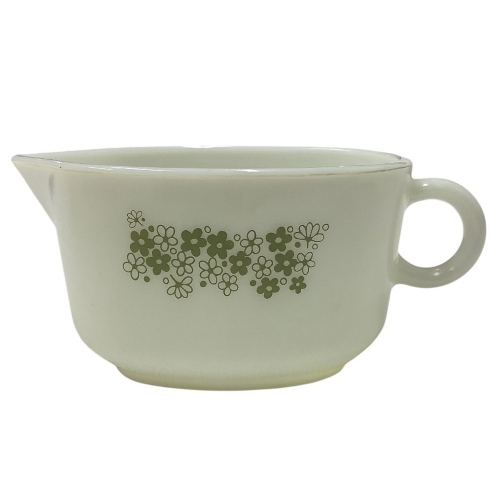 Vintage Pyrex Spring Blossom Green Daisy Gravy Bowl Spout Handle Kitchen Decor‎